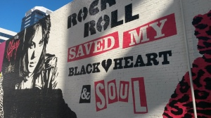 A Joan Jett fan from way back Pete liked this Austin Wall art!